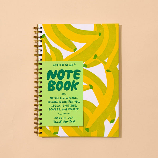 Colorful Spiral Notebook — Banana Pattern