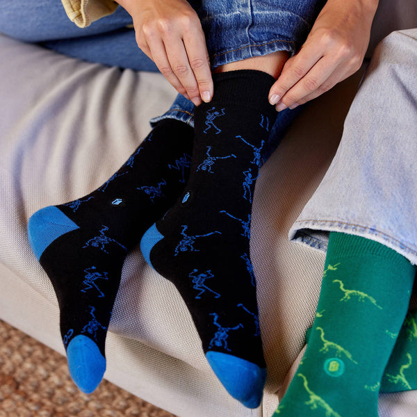 Conscious Step - Socks that Give Books  (Black Skeletons): Medium