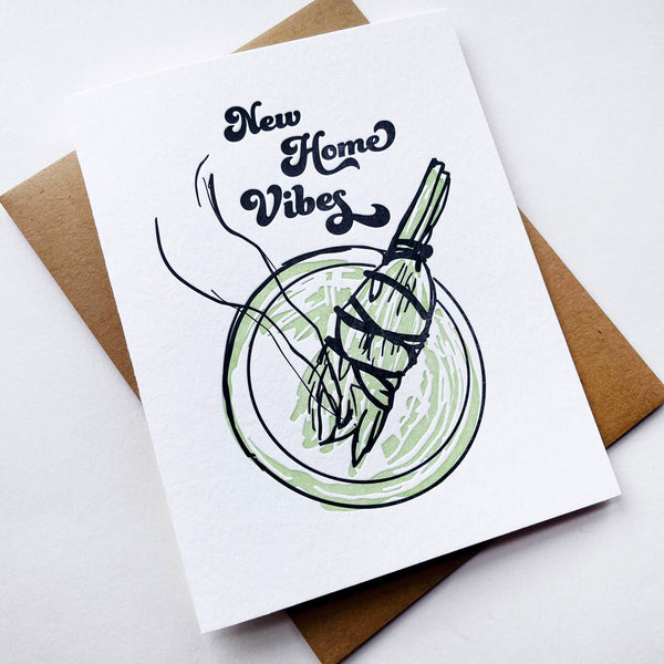 Steel Petal Press - New Home Vibes - Letterpress Housewarming Congrats Card