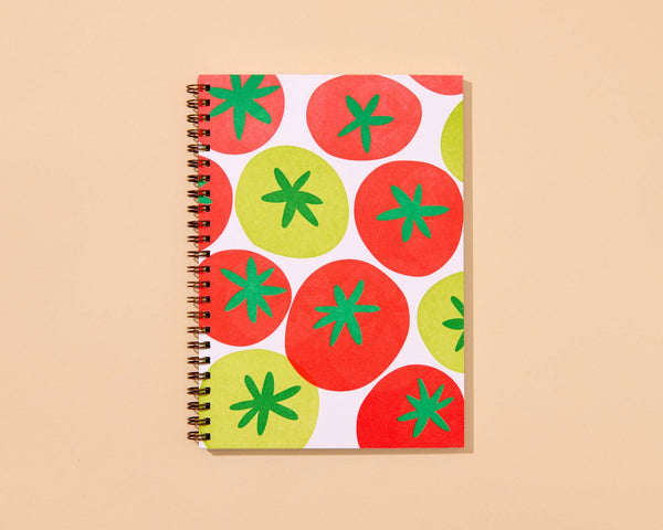 And Here We Are - Tomato Letterpress A5 Spiral Notebook - Made in USA - Foodie, Fruit, Vegetable, Garden, Cooking, Recipe Journal - Summer, Back to School, Dinner Party, Housewarming Gift - Stocking stuffer, Holiday, Gift Guide
