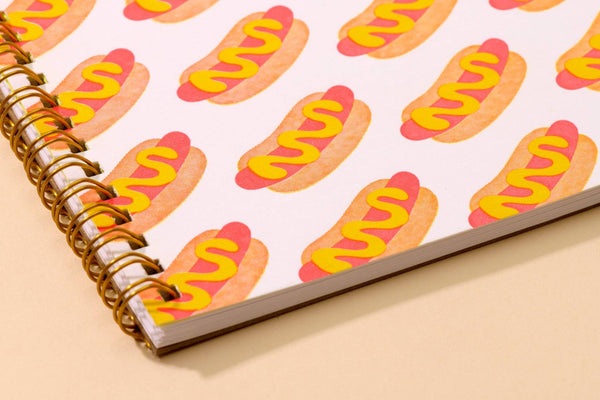 And Here We Are - Letterpress A5 Spiral Notebook—Hot Dogs