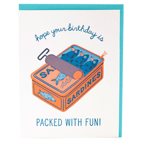 Smudge Ink - Sardines Birthday Card