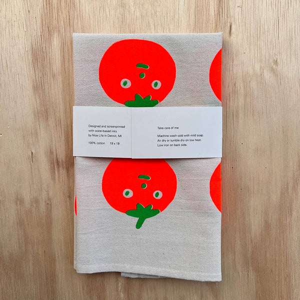 Nice life - Tomato screenprinted tea towel
