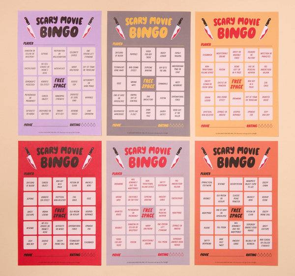 And Here We Are - Scary Movie Cheesy Movie Night Bingo - Halloween , Pop Culture, Father's Day gift, Fall game, Spooky, Fun, pop culture - Stocking stuffer, Holiday, Gift Guide