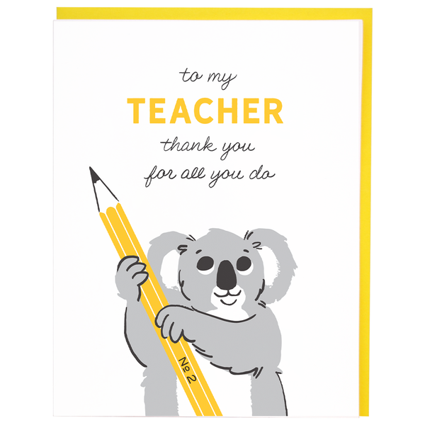 Smudge Ink - Koala Teacher Card