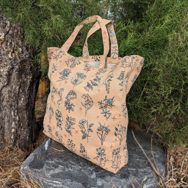 ilikesara | art + goods - Tote bag | fatal florals - pink poisonous flower canvas screenprinted tote