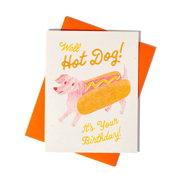 Bromstad Printing Co. - Hot Dog - Risograph Birthday Card