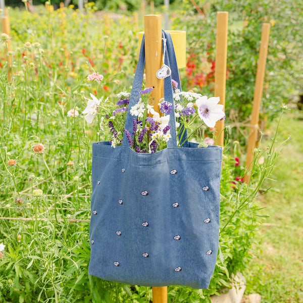 Three Potato Four - 3P4 x Peanuts® - Snoopy Embroidered Tote Bag (Denim)