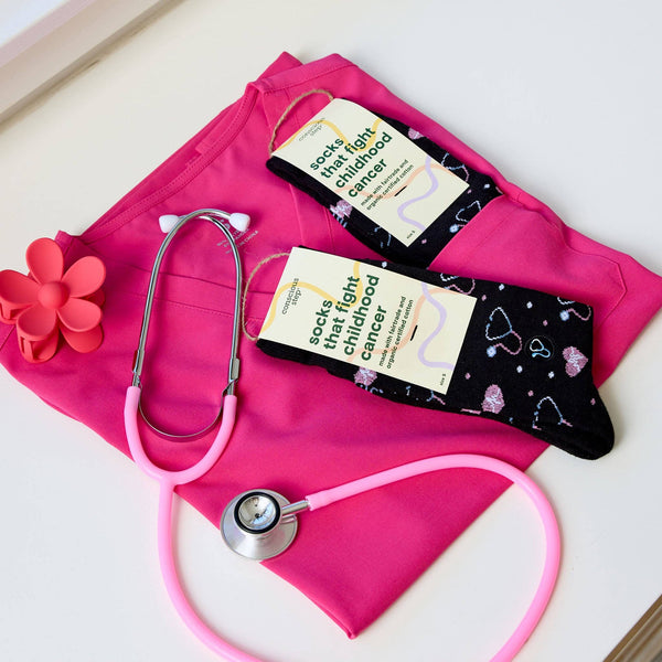 Conscious Step - Socks that Fight Childhood Cancer (Black Stethoscopes)