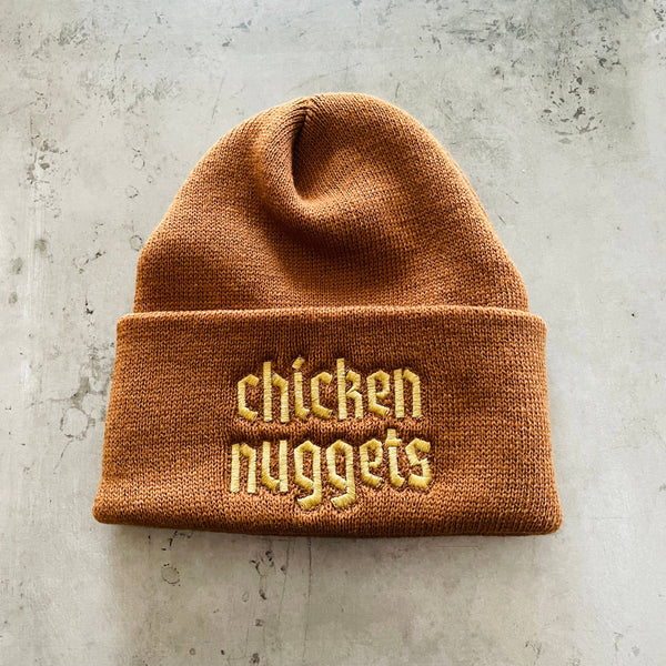 The Silver Spider - Chicken nuggets knit beanie hat Made in America foodie