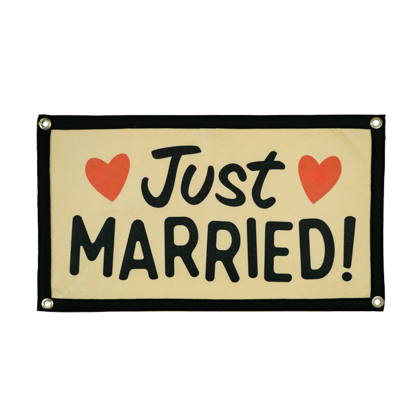 Oxford Pennant - Just Married Camp Flag