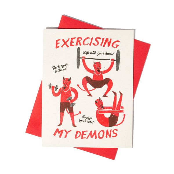 Bromstad Printing Co. - Exercising My Demons - Risograph Card