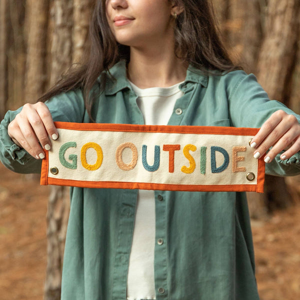 1canoe2 | One Canoe Two Paper Co. - Rainbow Go Outside Embroidered Canvas Banner
