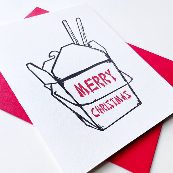 Steel Petal Press - Take Out Christmas - Funny Letterpress Holiday Card