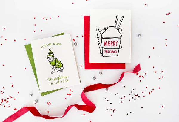 Steel Petal Press - Take Out Christmas - Funny Letterpress Holiday Card