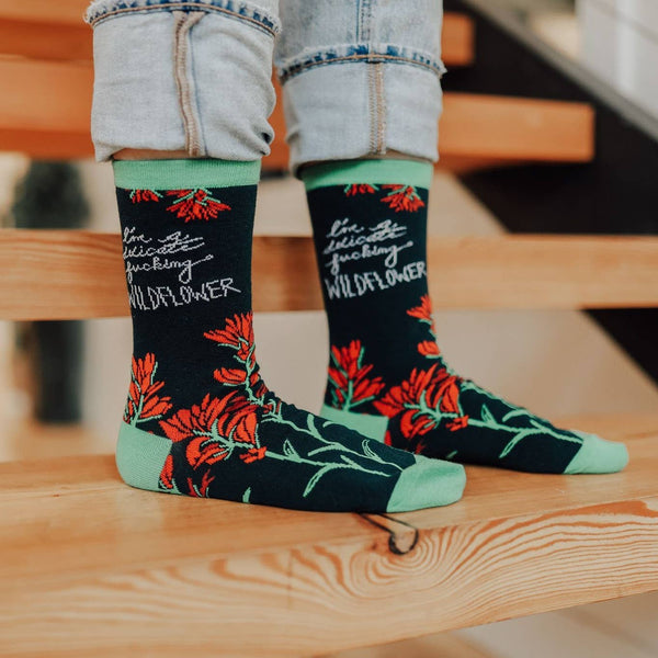 Delicate F*@king Wildflower Unisex Socks Socks The Montana Scene One Size 