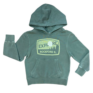 Explore Rockford Moon Youth Hoodie Hoodie Independent Trading Youth XS Pigment Alpine Green 