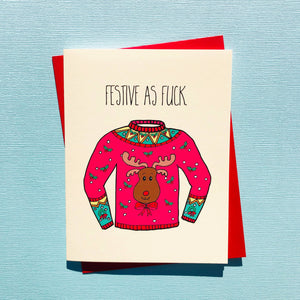 Festive AF Christmas Card Cards Top Hat and Monocle 