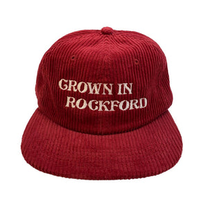 Grown in Rockford Corduroy Cap Hat AS Colour Cardinal 