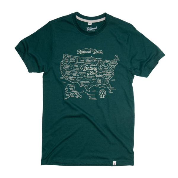 Landmark Project: Nat'l Parks Map Tee T-shirt The Landmark Project S Spruce 