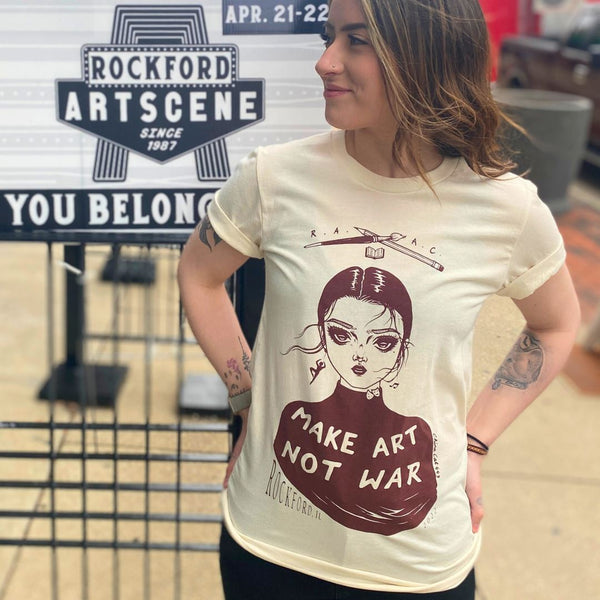 Make Art Not War: RAAC Action Grant T-Shirt v2 T-shirt Bella + Canvas 