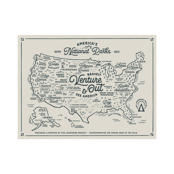 National Parks Map - 12x16 Poster accessory The Landmark Project 