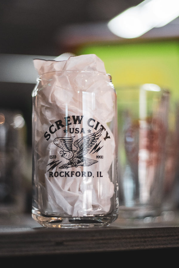 Pint Glass Drinkware Rockford Art Deli Screw City USA 