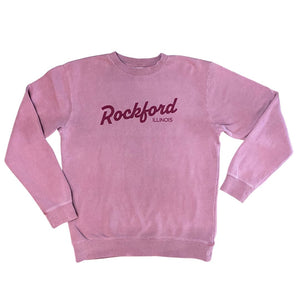 Rockford IL Script Crewneck Hoodie Independent Trading S Pigment Maroon 