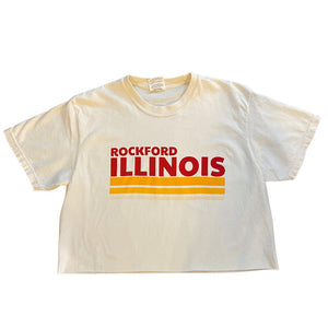 Rockford Illinois Vintage Stripes Cropped T-Shirt T-shirt Comfort Colors S Natural 