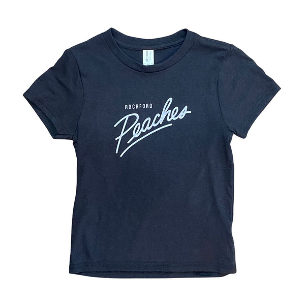 Rockford Peaches Script Kids: Black T-Shirt Kid + Baby Allmade Youth XS Black 
