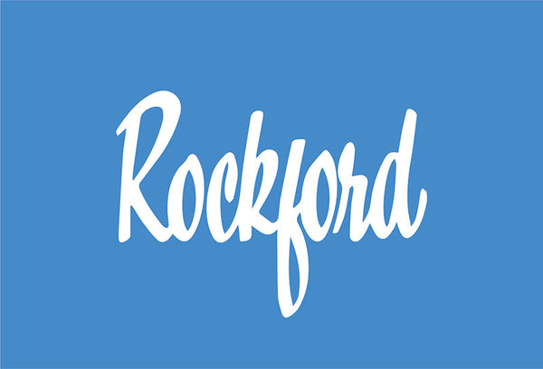 Rockford Postcards Postcards Rockford Art Deli Rockford Script Blue 